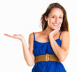 Pretty woman showing something