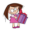 Little funny girl with gift