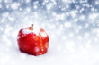 Big red apple in the snow Big red apple in the snow