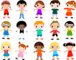 group of colorfully dressed, ethnically diverse children