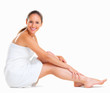 Woman pampering herself