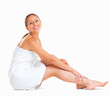 Woman pampering herself