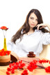 beautiful woman  in cafe