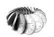 abstract black and white chrome clock on white background