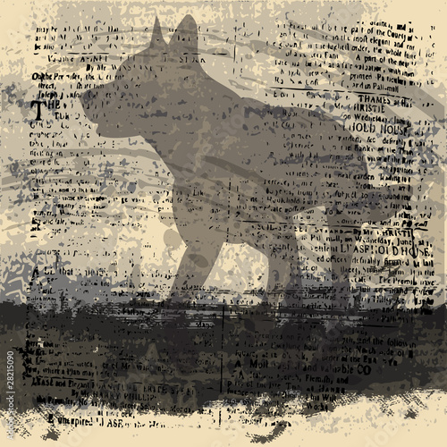 Vektor: Wolf Grunge Background Wolf Grunge Background