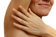 Young woman stroking her clean armpit