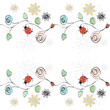 Illustration of vector with flowers and ladybirds
