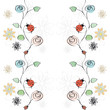Illustration of vector with flowers and ladybirds
