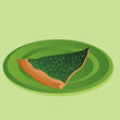 spinach pizza on the green plate