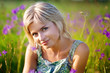 girl smiles on meadow
