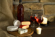 Red wine and cheese composition