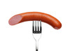 Cutted sausage on fork