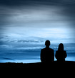 Business man and business woman silhouette