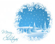 Winter card with snowy landscape