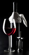 still life with red wine and bottle