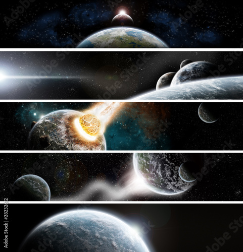 Illustration: Collection of 5 Banners : Space design Collection of 5 Banners : Space design