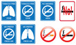 No smoking zone and tobacco free area sign concept