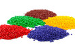 Colourful plastic polymer granules