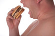 Fat man with hamburger