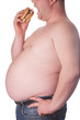 Fat man with hamburger
