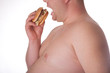Fat man with hamburger