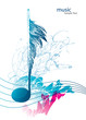 Musical note in the form of the bird's feather on the white.