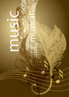 Music. Notes and treble clef in the form of the bird's feather
