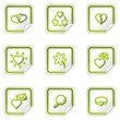 Love web icons, green stickers series