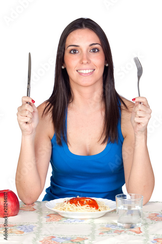 Photo: Attractive girl at lunchtime Attractive girl at lunchtime
