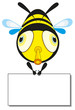 Bee and banner. Vector Illustration.