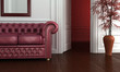 Classic clean interior with burgundy leather sofa. Classic clean interior with burgundy leather sofa.