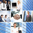 A collage of images with young and smart businesspeople A collage of images with young and smart businesspeople