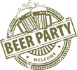 Grunge stamp, with the Beer Mugs and text Beer Party