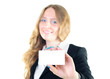 Businesswoman with a business card