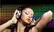Portrait of a young dancing girl in headphones Portrait of a young dancing girl in headphones