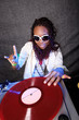 cool afro american DJ in action