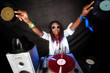 cool afro american DJ in action
