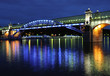 Night foot bridge view, Moscow, Russia