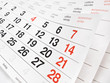 Closeup a calendar page