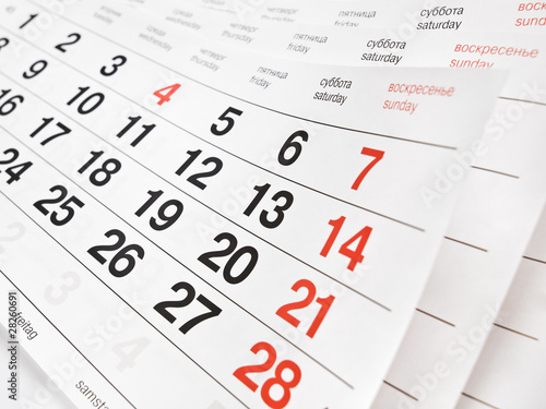 Photo: Closeup a calendar page Closeup a calendar page