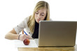 Teenage girl with laptop computer