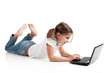 Little student girl with a laptop
