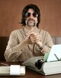 mustache retro businessman vintage office