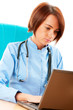 Young female doctor working at the computer