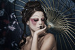 Photo: portrait of a beautiful white girl in geisha style portrait of a beautiful white girl in geisha style