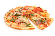 Tasty Italian pizza over white