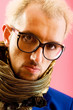 Man with blue jacket in studio shooting