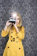 fashion photographer retro camera reporter woman fashion photographer retro camera reporter woman