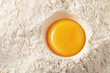 egg yolk on flour, full frame egg yolk on flour, full frame