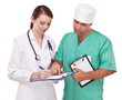 Doctors completing on medical card.